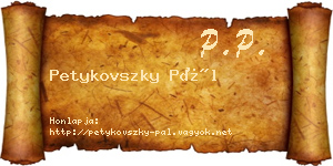 Petykovszky Pál névjegykártya